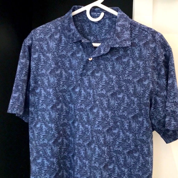 Peter Millar Blue Seaside Tropical Palm Print Golf Polo 💎 Quality Look & Feel - Picture 1 of 5